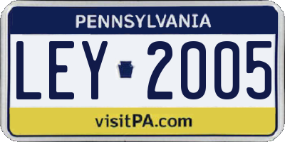 PA license plate LEY2005