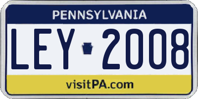 PA license plate LEY2008