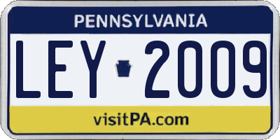 PA license plate LEY2009