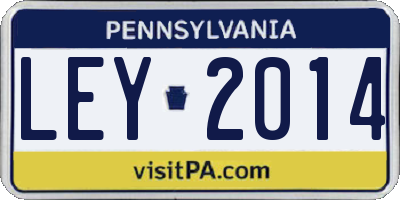 PA license plate LEY2014