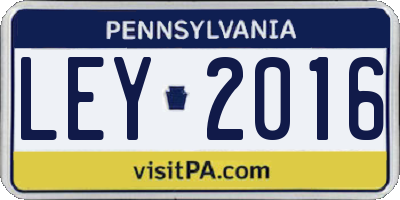 PA license plate LEY2016