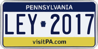 PA license plate LEY2017