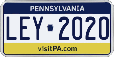 PA license plate LEY2020
