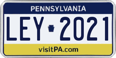 PA license plate LEY2021