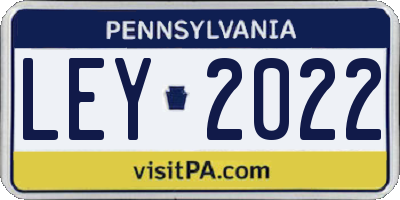 PA license plate LEY2022