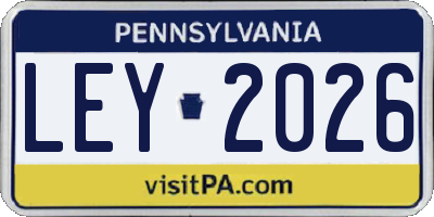 PA license plate LEY2026