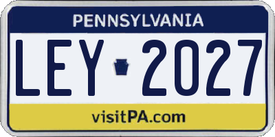 PA license plate LEY2027