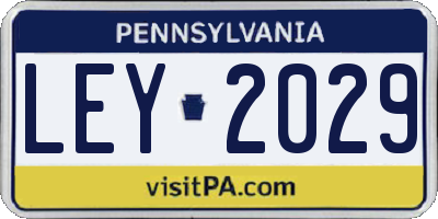 PA license plate LEY2029