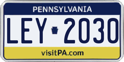 PA license plate LEY2030