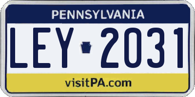 PA license plate LEY2031