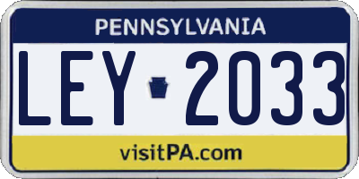 PA license plate LEY2033