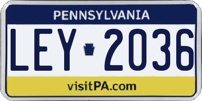 PA license plate LEY2036