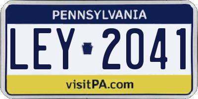 PA license plate LEY2041