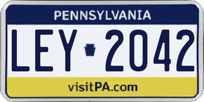 PA license plate LEY2042