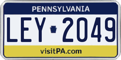 PA license plate LEY2049