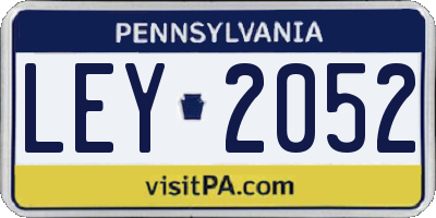 PA license plate LEY2052