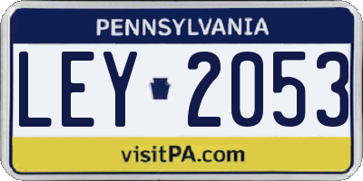PA license plate LEY2053