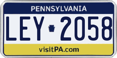 PA license plate LEY2058