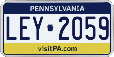 PA license plate LEY2059