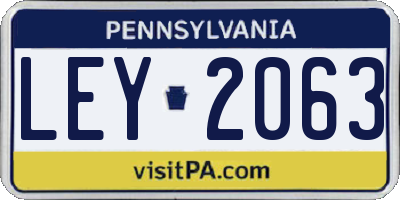 PA license plate LEY2063