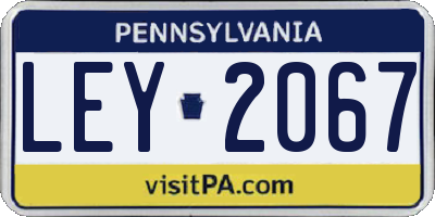 PA license plate LEY2067
