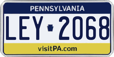 PA license plate LEY2068
