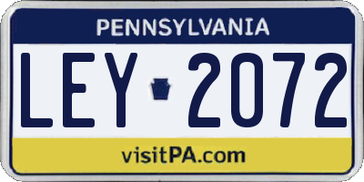 PA license plate LEY2072