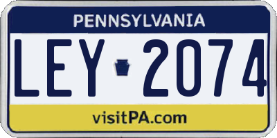 PA license plate LEY2074
