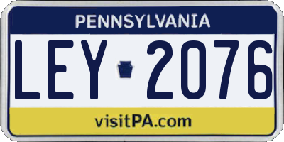 PA license plate LEY2076