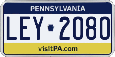 PA license plate LEY2080