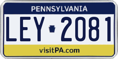PA license plate LEY2081