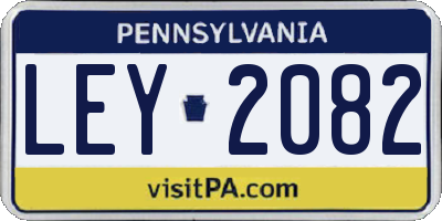 PA license plate LEY2082