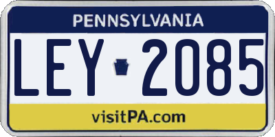 PA license plate LEY2085