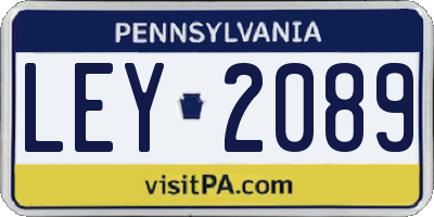 PA license plate LEY2089