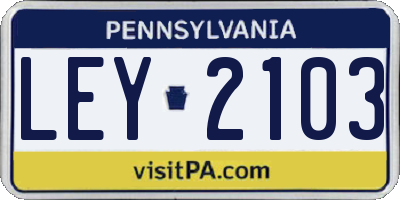 PA license plate LEY2103