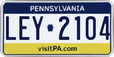 PA license plate LEY2104
