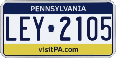 PA license plate LEY2105