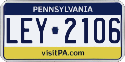 PA license plate LEY2106