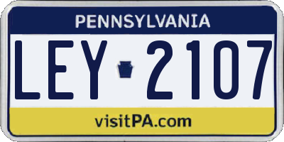 PA license plate LEY2107