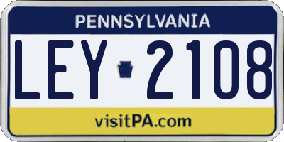 PA license plate LEY2108