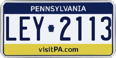 PA license plate LEY2113