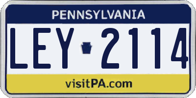 PA license plate LEY2114