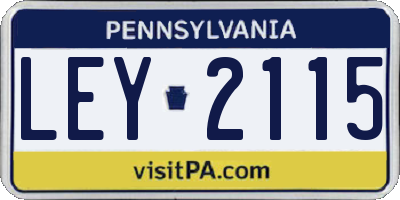 PA license plate LEY2115