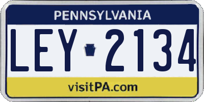 PA license plate LEY2134