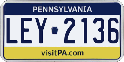 PA license plate LEY2136