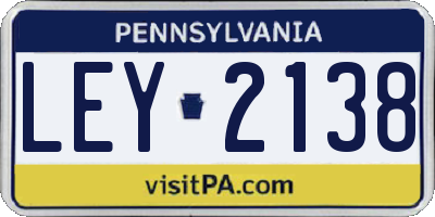 PA license plate LEY2138