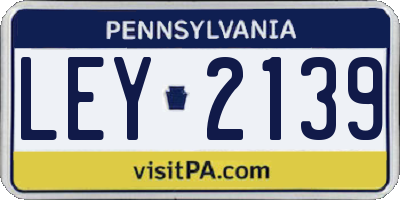 PA license plate LEY2139