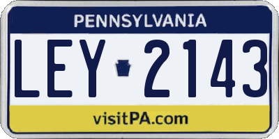 PA license plate LEY2143