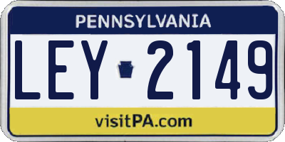 PA license plate LEY2149