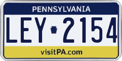PA license plate LEY2154